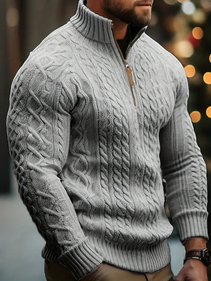 Rabada - Half-Zip Knitted Sweater With Stand-Up Collar