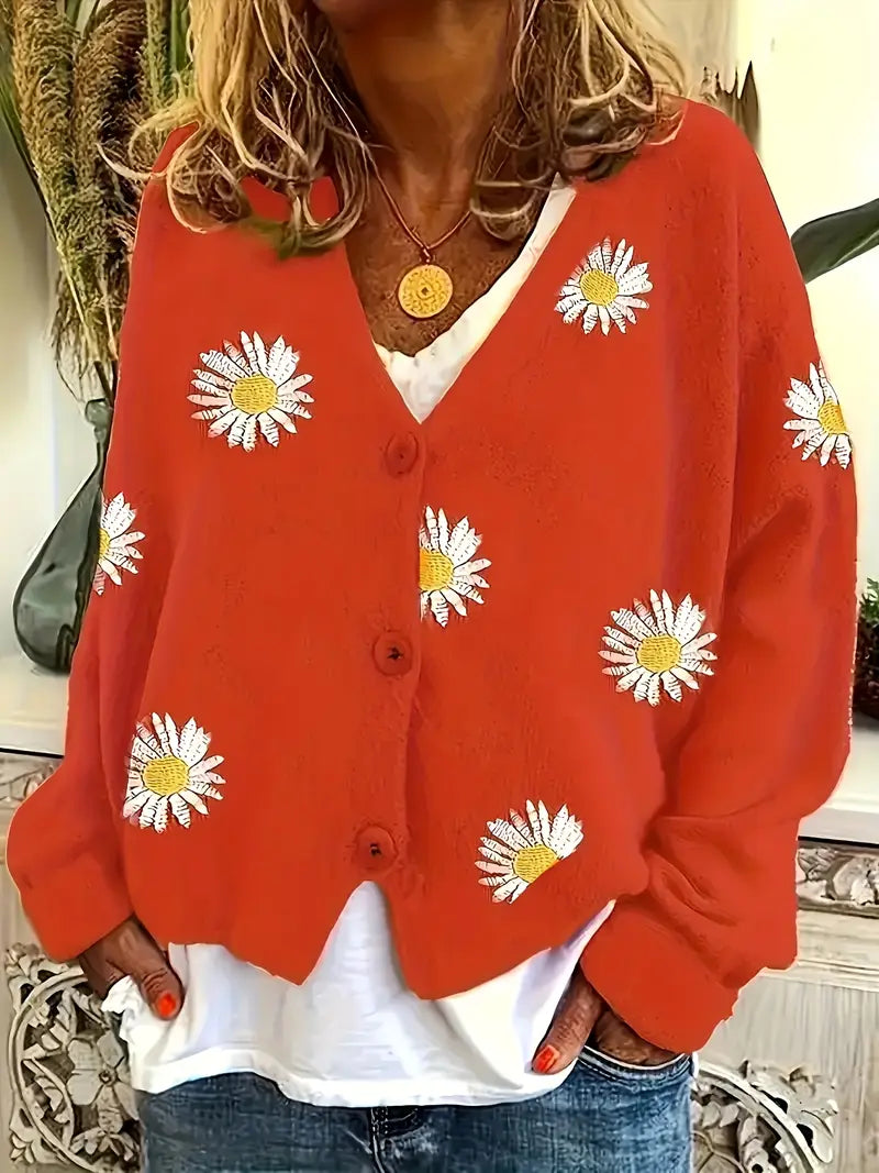 Korina - Elegant Long Sleeve Cardigan With Button