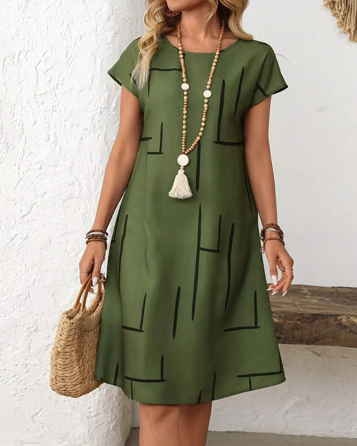 Ainee - Printed Round Neck Summer Dress