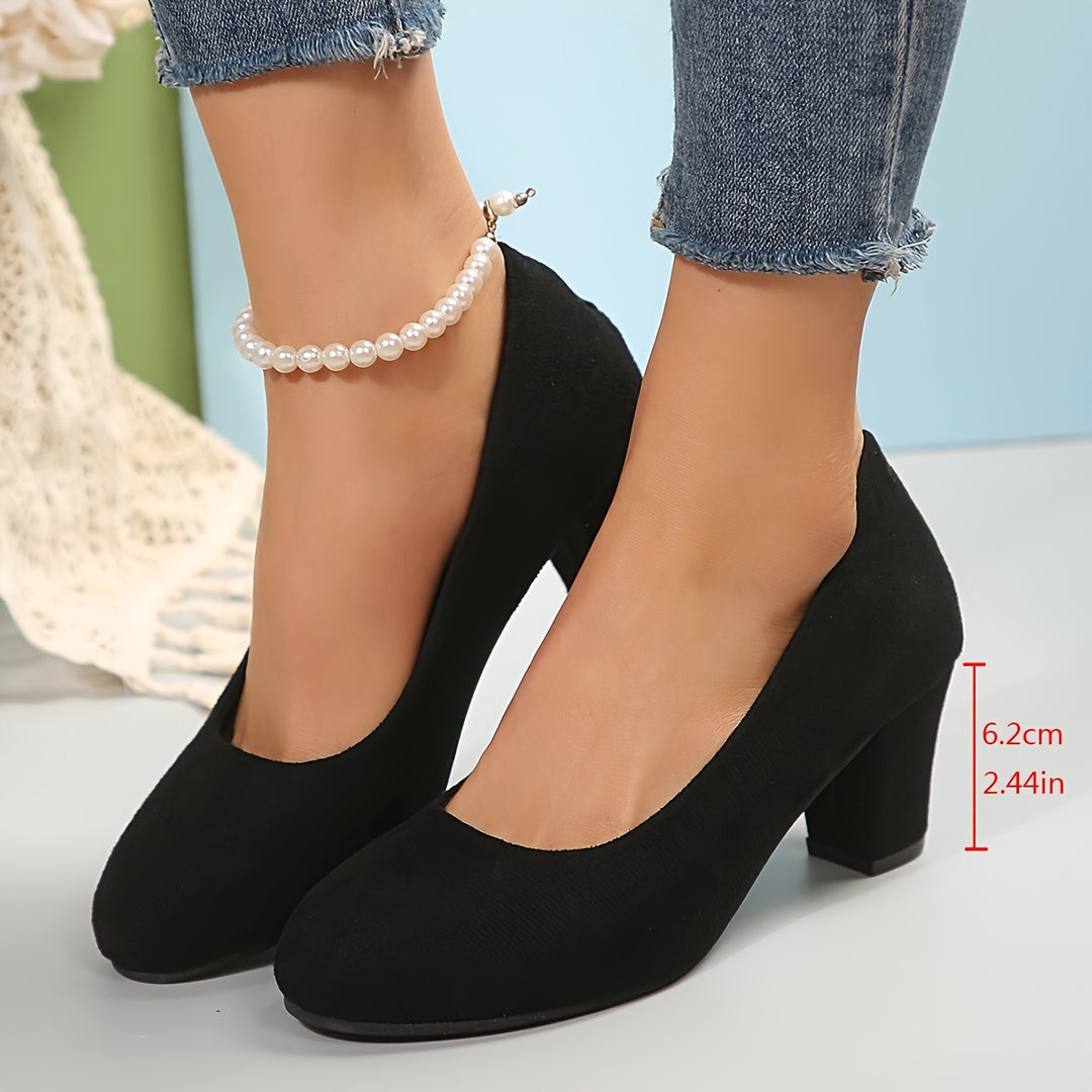Kirstten - Suede Block Heel Pumps