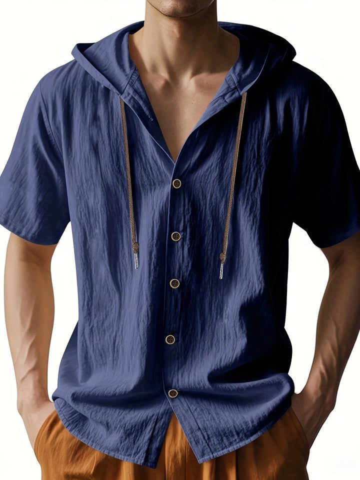 Chadwick - Lightweight Short Sleeve Linen Hooded Shirts