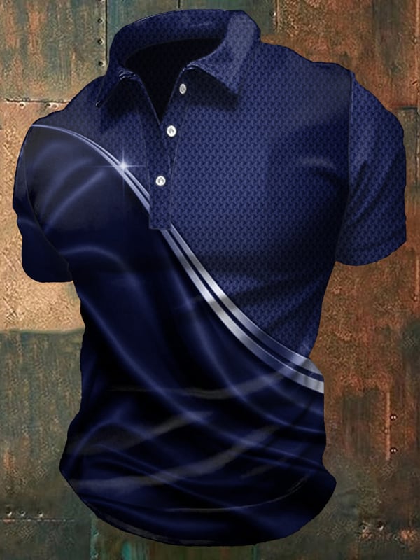 Casual Short Sleeved Polo Shirt In Business Style With Color Gradient For Men