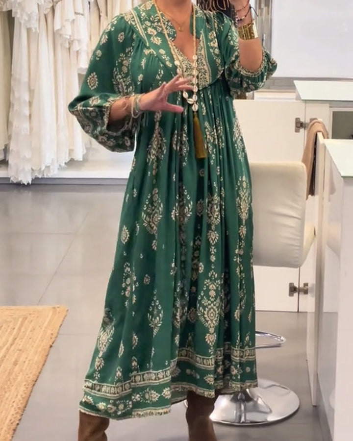 Zoraolisa - Casual Printed Dress With Pockets