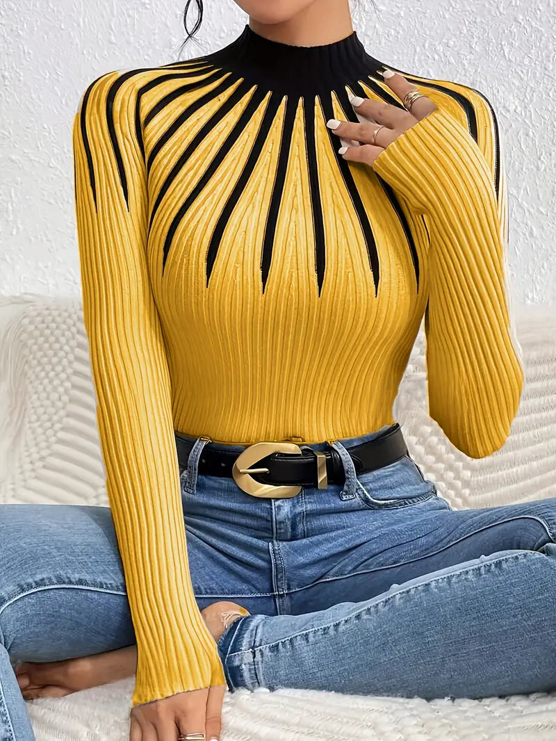 Maider - Elegant Long Sleeve Sweater With High Neck