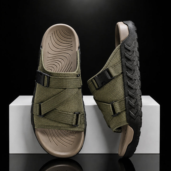 Hatton - Adjustable Cross-Strap Buckle Slide Sandals