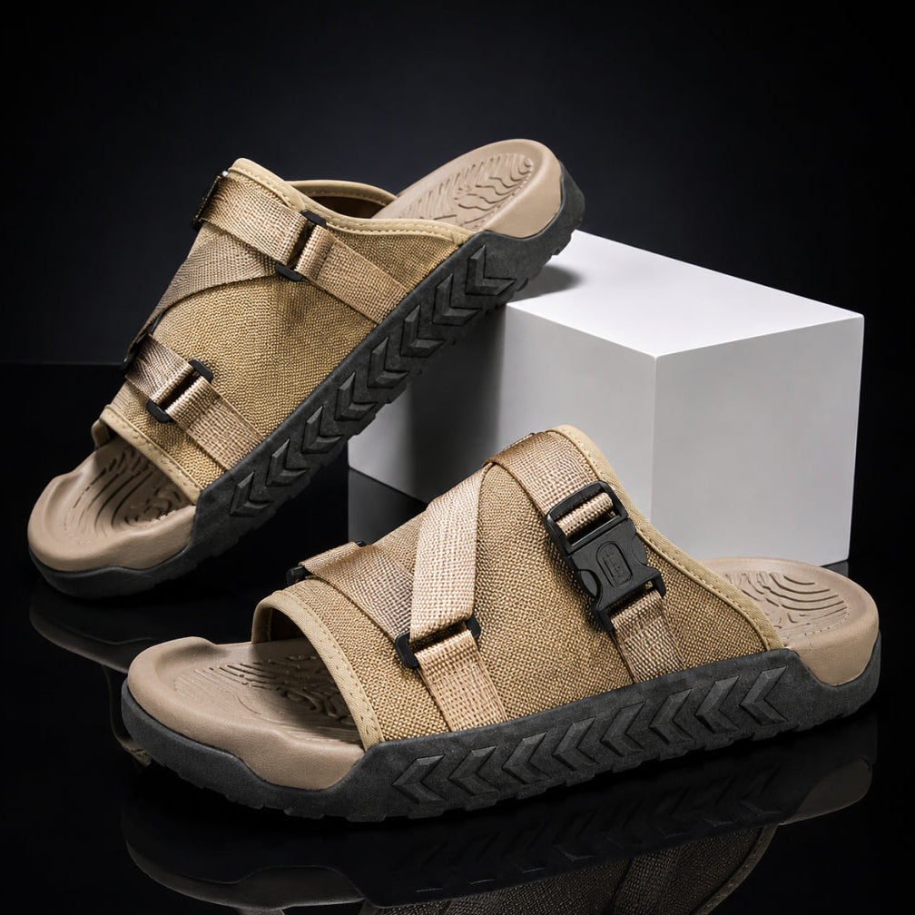 Hatton - Adjustable Cross-Strap Buckle Slide Sandals