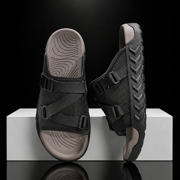 Hatton - Adjustable Cross-Strap Buckle Slide Sandals