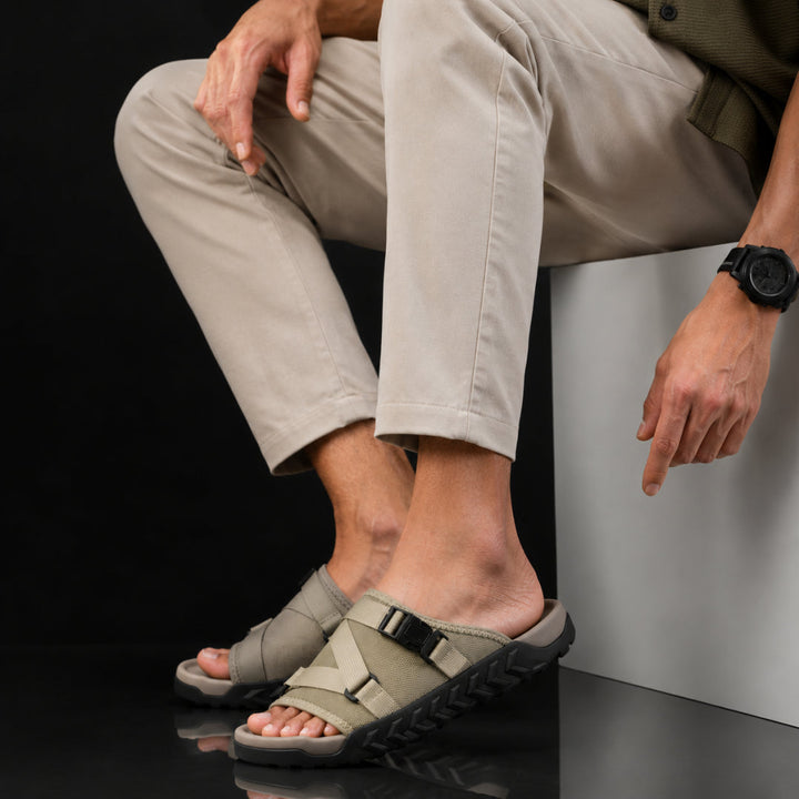 Hatton - Adjustable Cross-Strap Buckle Slide Sandals