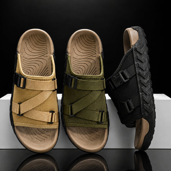 Hatton - Adjustable Cross-Strap Buckle Slide Sandals