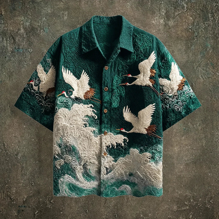 Francis - Wave Print Short Sleeve Button Shirt
