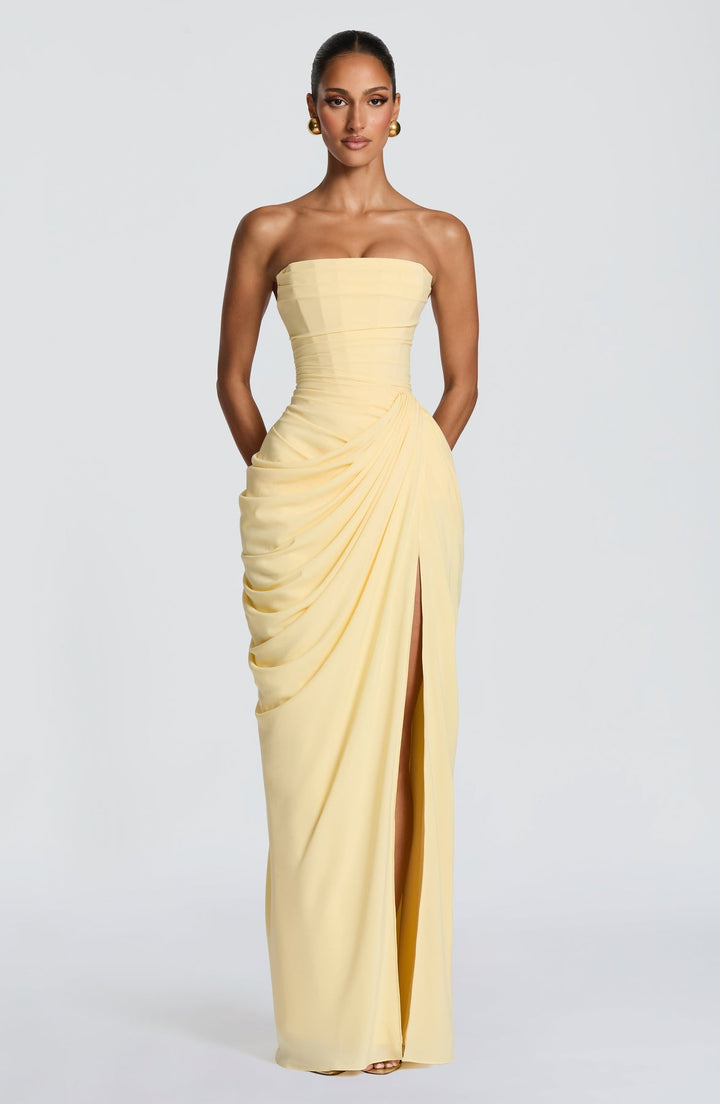 Sabrina - Strapless Sculptural Split Maxi Dress
