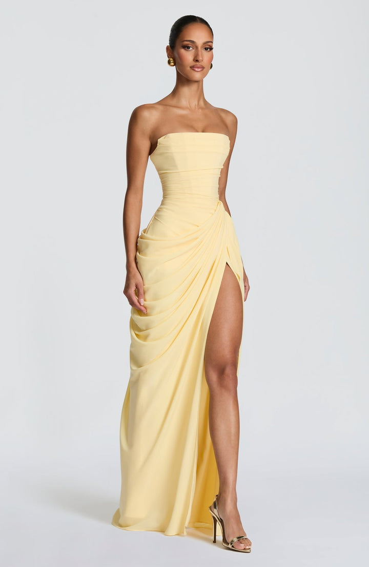 Sabrina - Strapless Sculptural Split Maxi Dress