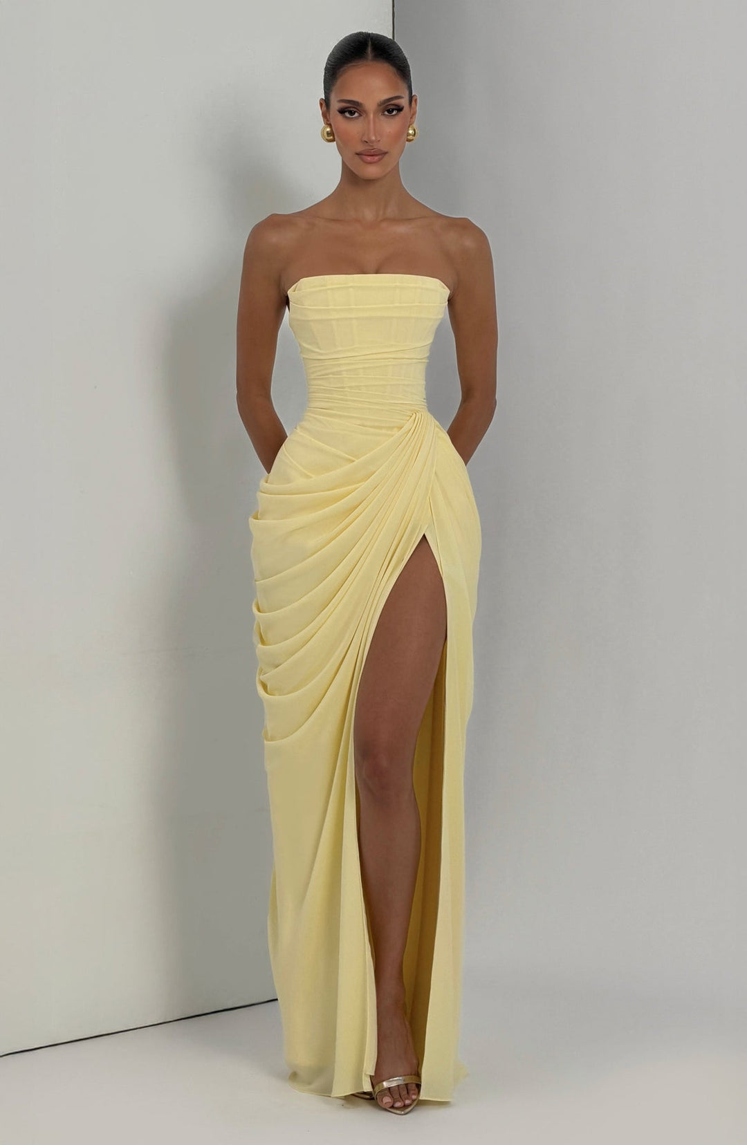 Sabrina - Strapless Sculptural Split Maxi Dress