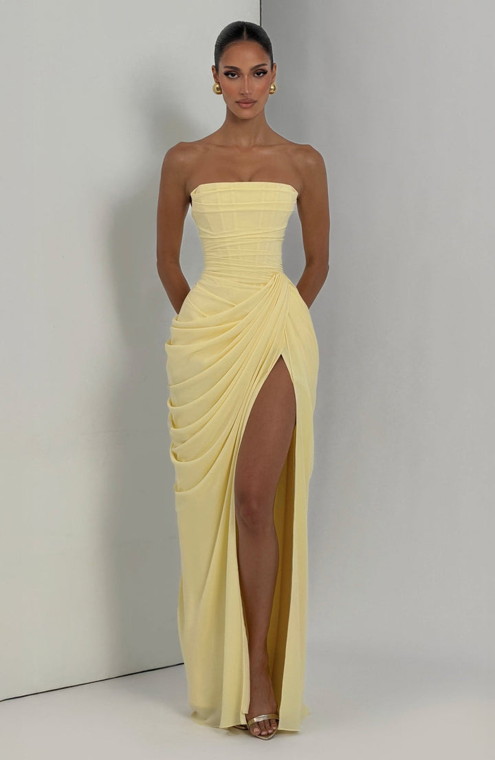 Sabrina - Strapless Sculptural Split Maxi Dress