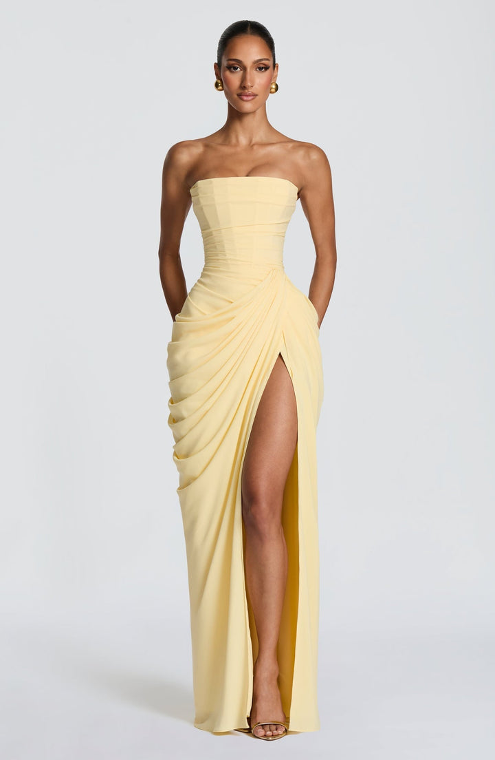 Sabrina - Strapless Sculptural Split Maxi Dress