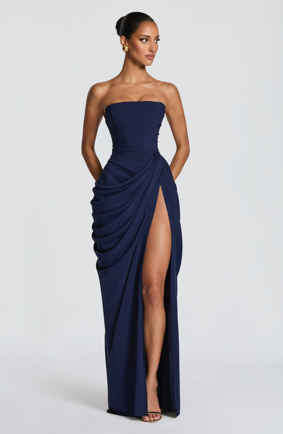 Sabrina - Strapless Sculptural Split Maxi Dress