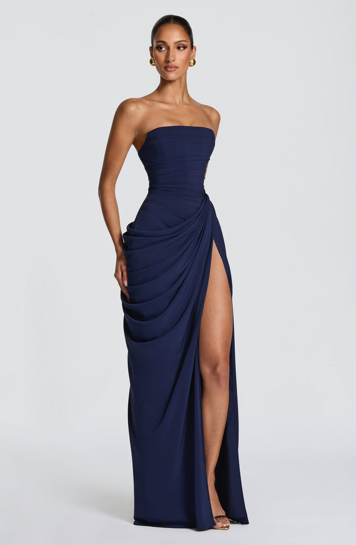 Sabrina - Strapless Sculptural Split Maxi Dress