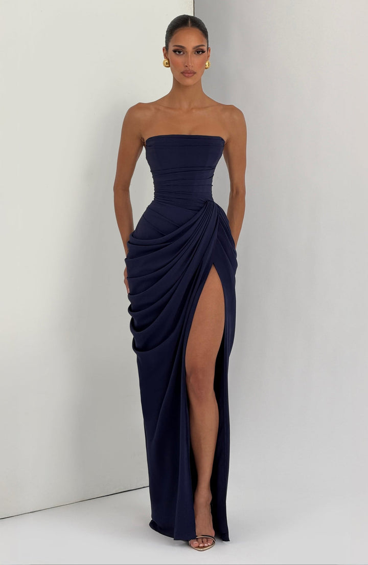 Sabrina - Strapless Sculptural Split Maxi Dress