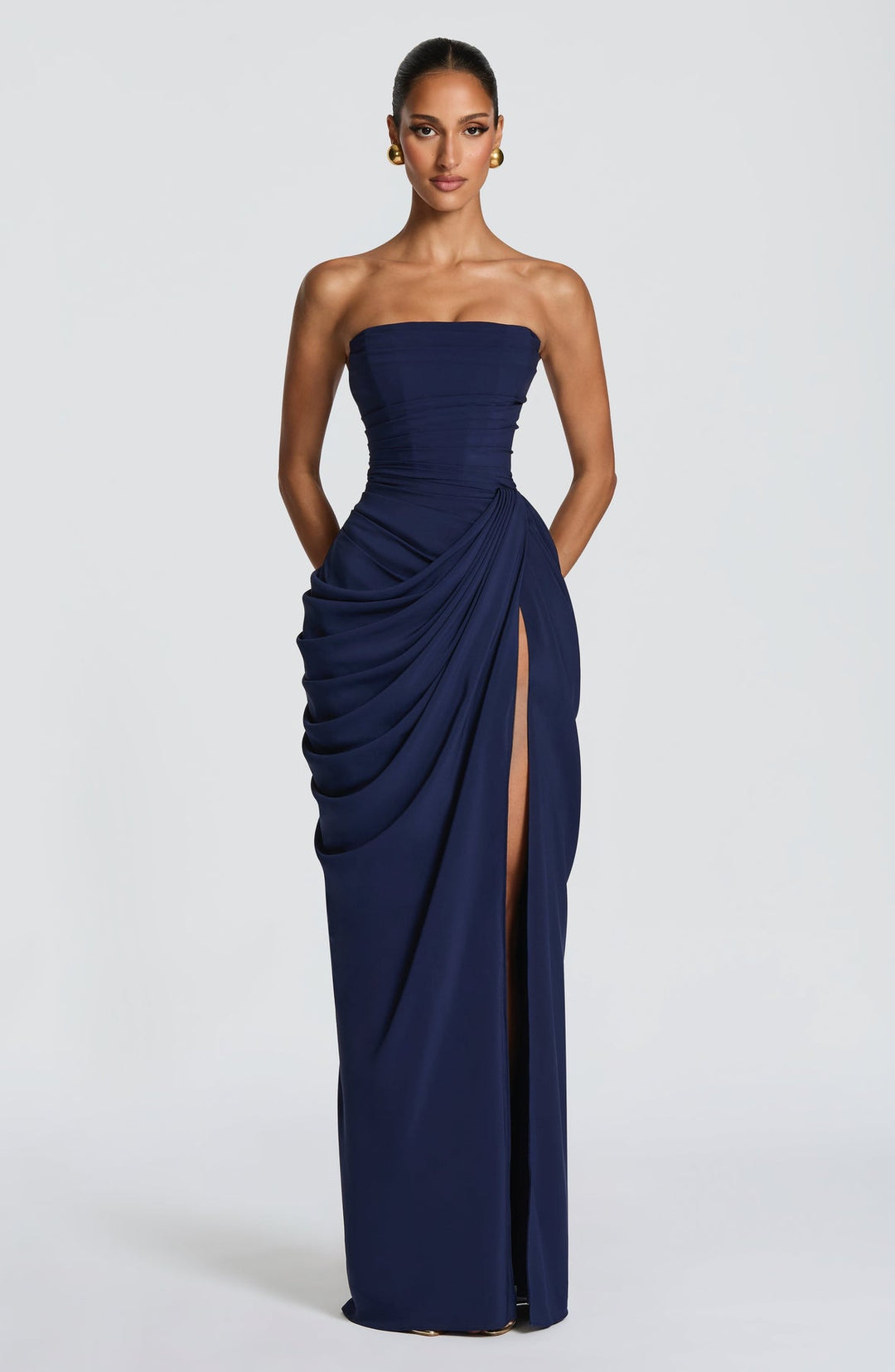 Sabrina - Strapless Sculptural Split Maxi Dress