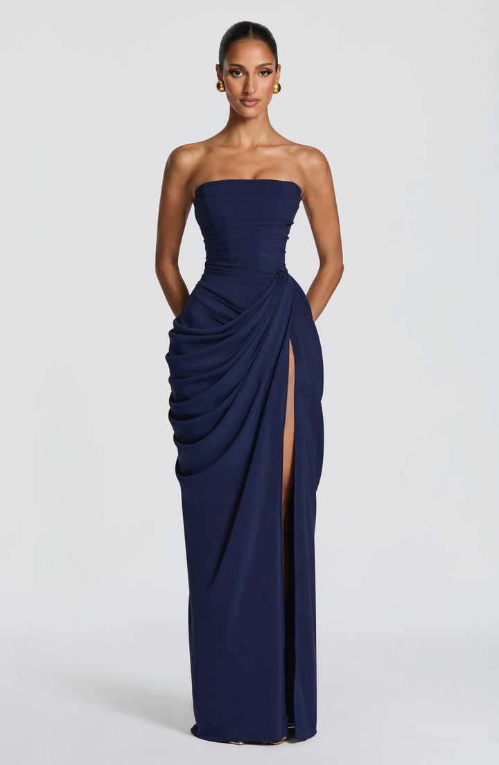 Sabrina - Strapless Sculptural Split Maxi Dress