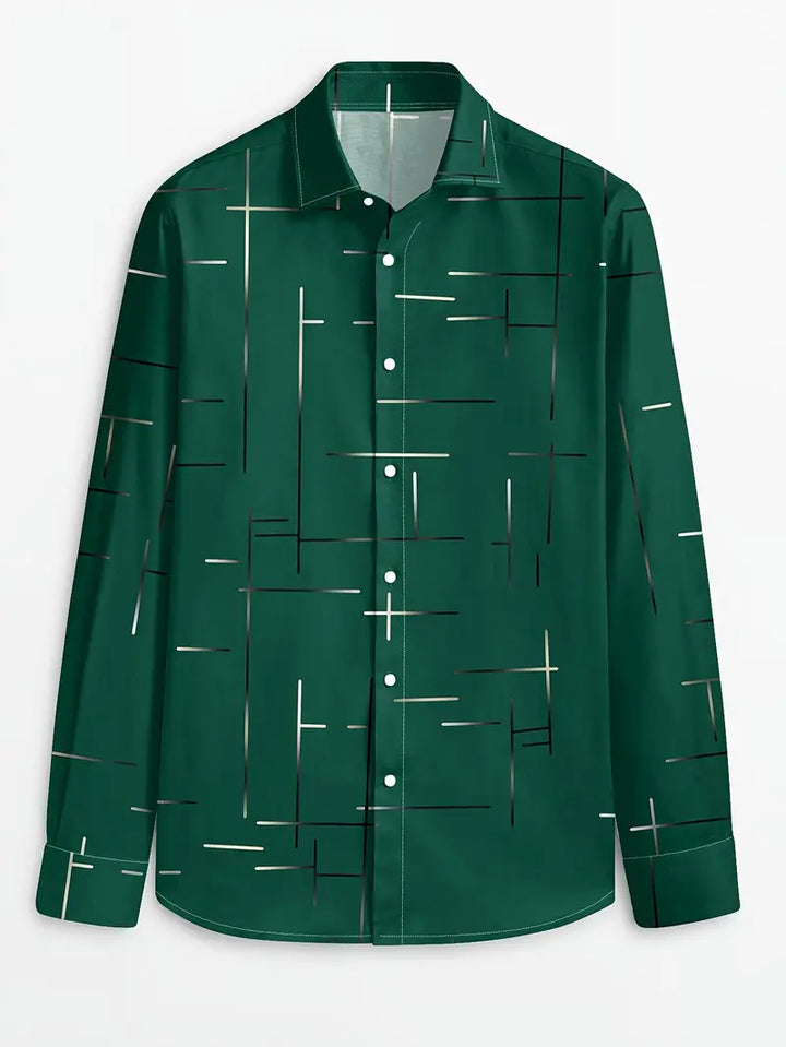 Nerio - Geometric Print Long Sleeve Shirt