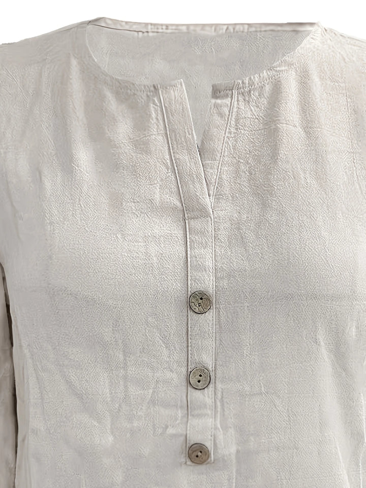 Mykaela - Casual Cotton And Linen Blouse