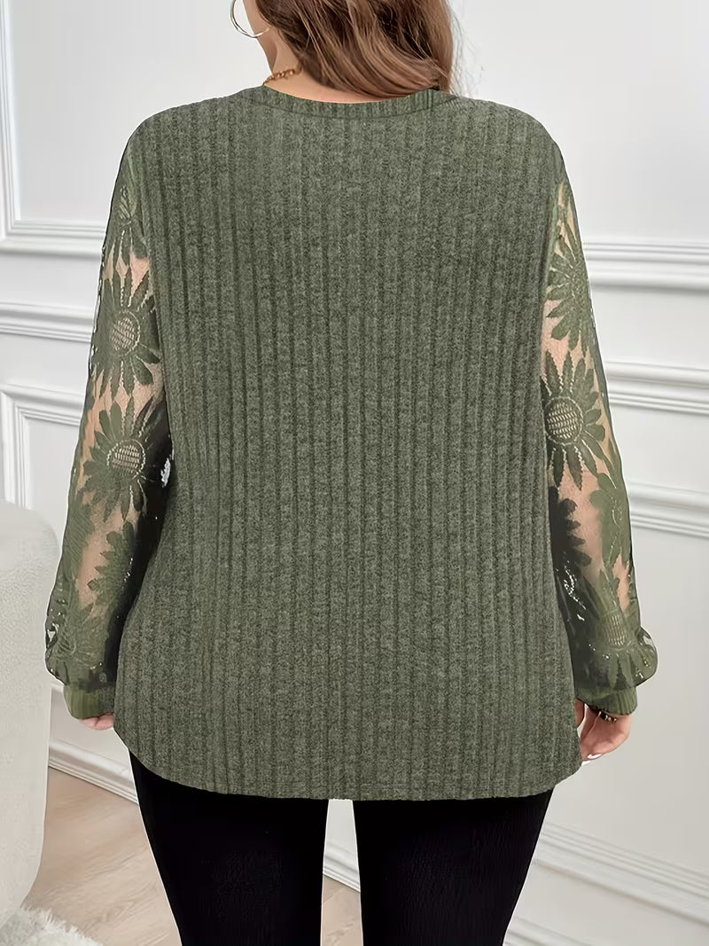 Seraina - Double-Layer Lace-Up Long Sleeve T-Shirt