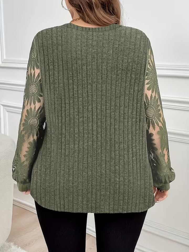 Seraina - Double-Layer Lace-Up Long Sleeve T-Shirt