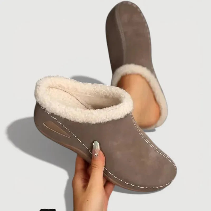 Achly - Plush Denim Platform Slippers