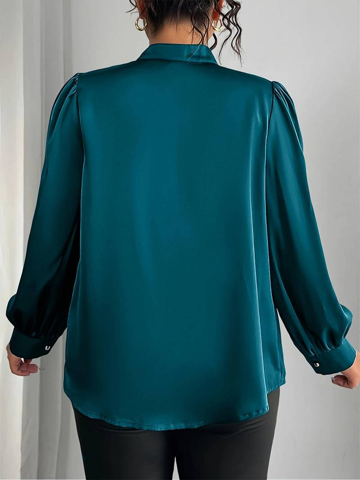 Elisheva - Elegant Bubble Sleeve Shirt With V-Neck
