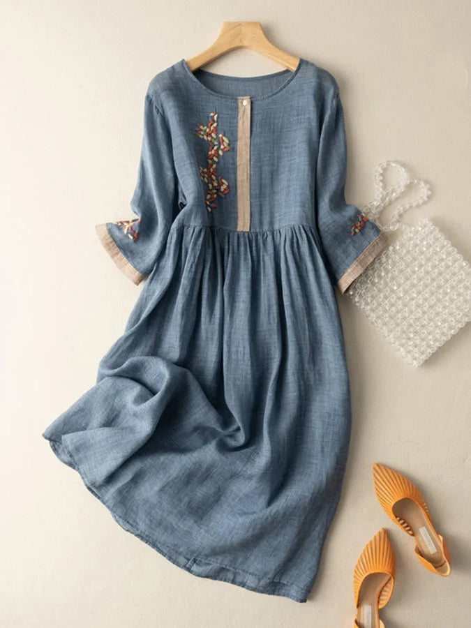 Ruth - Cotton And Linen Embroidered Dress