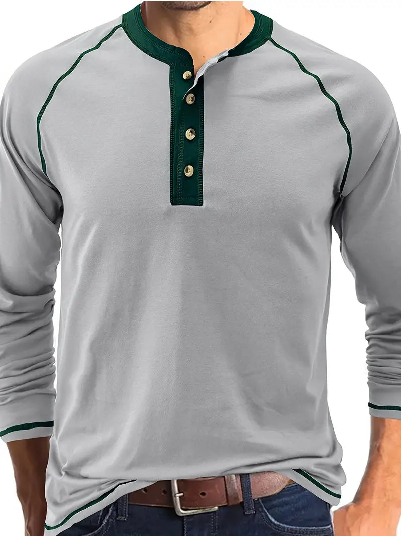 Sharma - Long Sleeve Crew Neck Henley Shirt