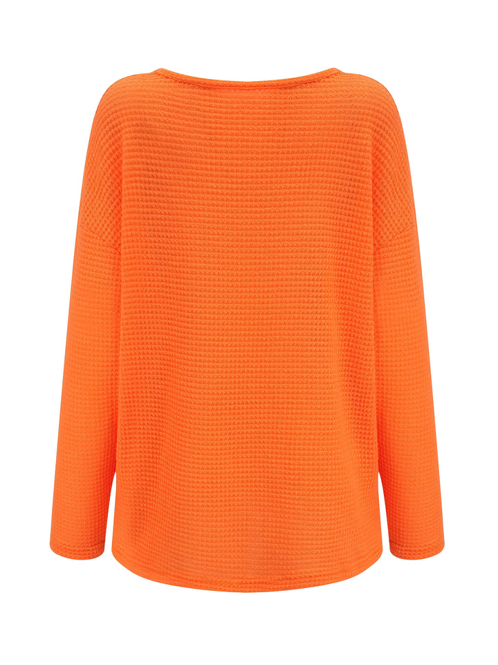 Imogurette - Waffle Long Sleeve V-Neck Shirt