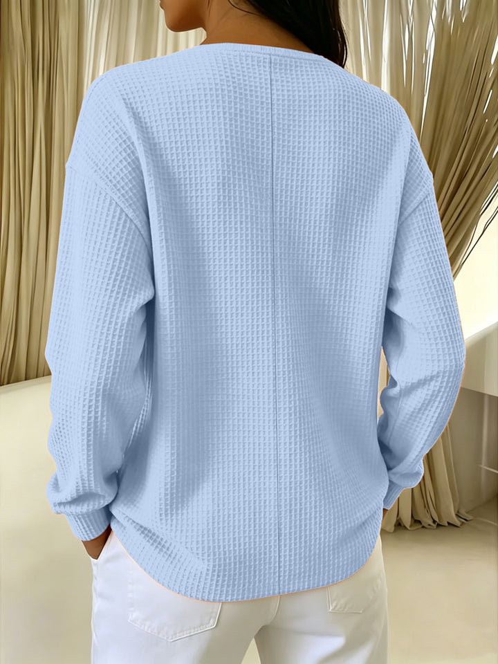 Brigeaia - Winter Long Sleeve Lace Top With Button