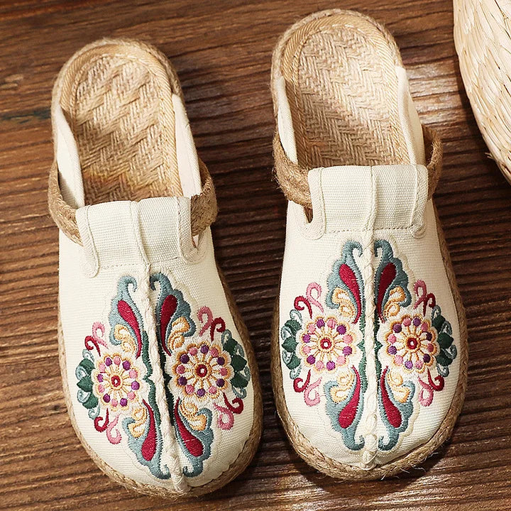 Katy - Handcrafted Cotton Floral Mules