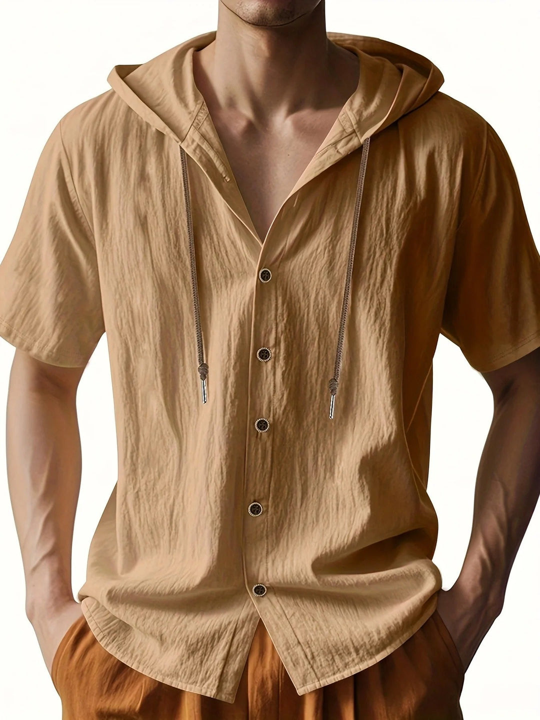 Chadwick - Lightweight Short Sleeve Linen Hooded Shirts