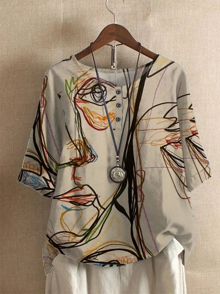 Silina - Blouse With Abstract Figure Print