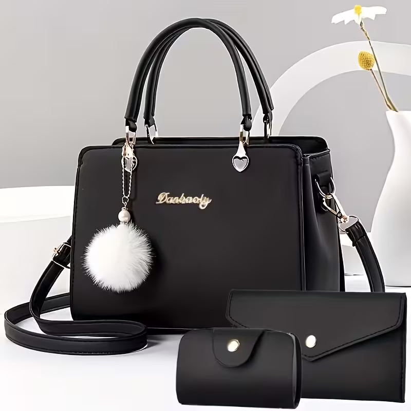 Samietta - Handbag With Pom-Pom Charm and Shoulder Strap