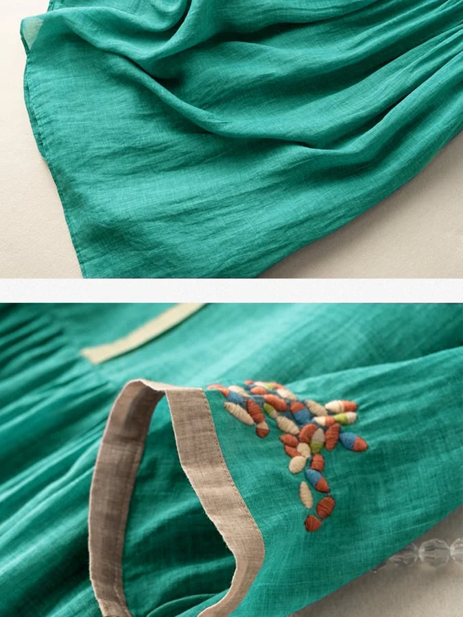 Ruth - Cotton And Linen Embroidered Dress