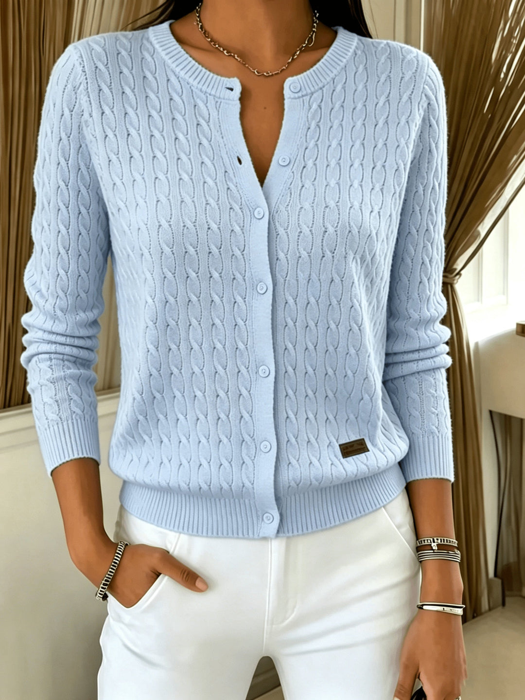 Lauroiana - Cable Knit Cardigan With Buttons