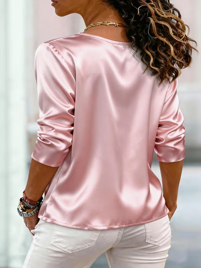 Avelea - Satin Square Neck Button Top