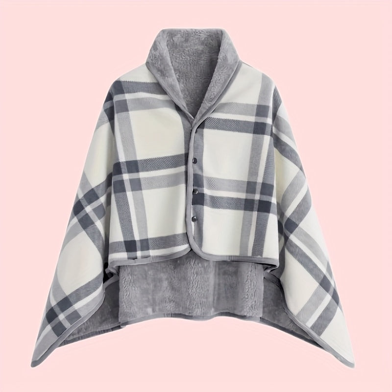 Emilette - Winter Plaid Wearable Blanket Shawl