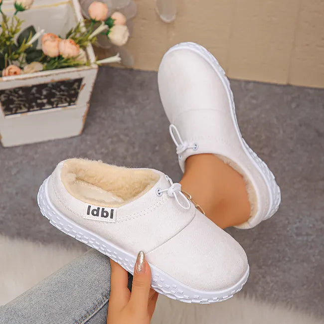 Elenora - Faux Suede Fleece Lined Drawstring Slip-On Shoes
