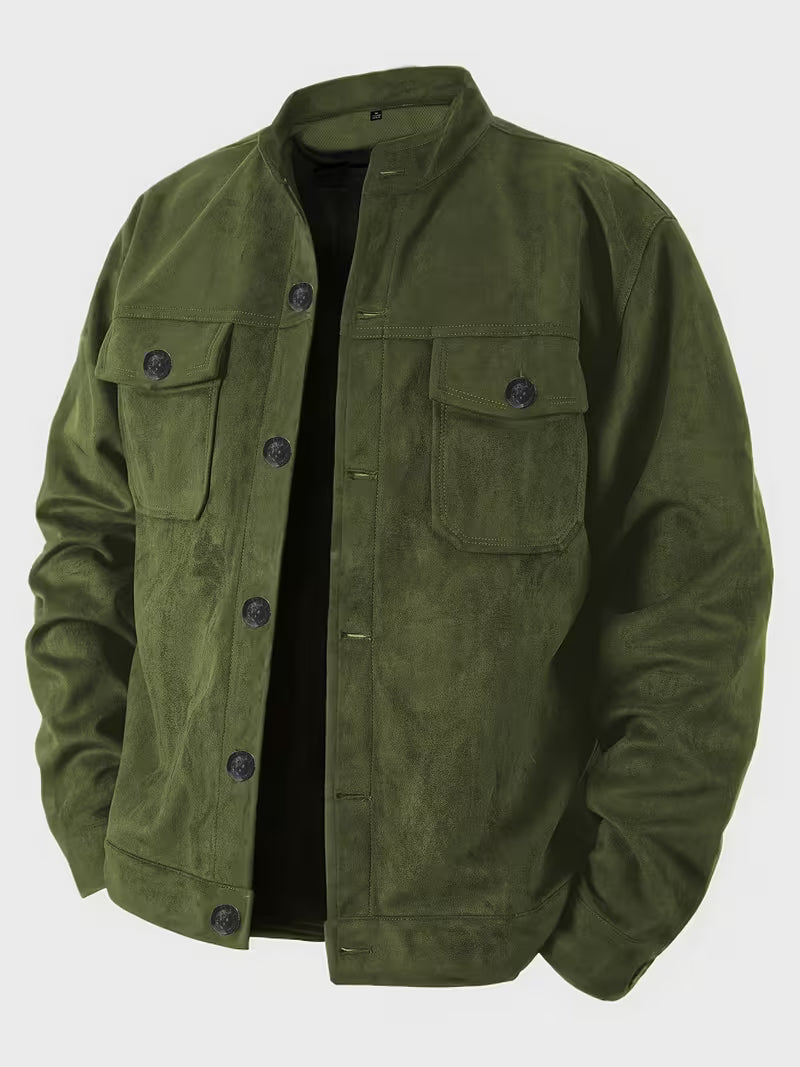 Lucrira - Suede Jacket With Dual Front Pockets