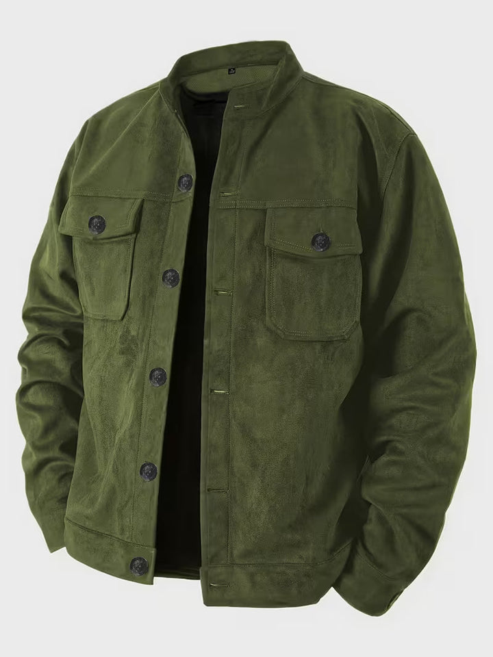 Lucrira - Suede Jacket With Dual Front Pockets