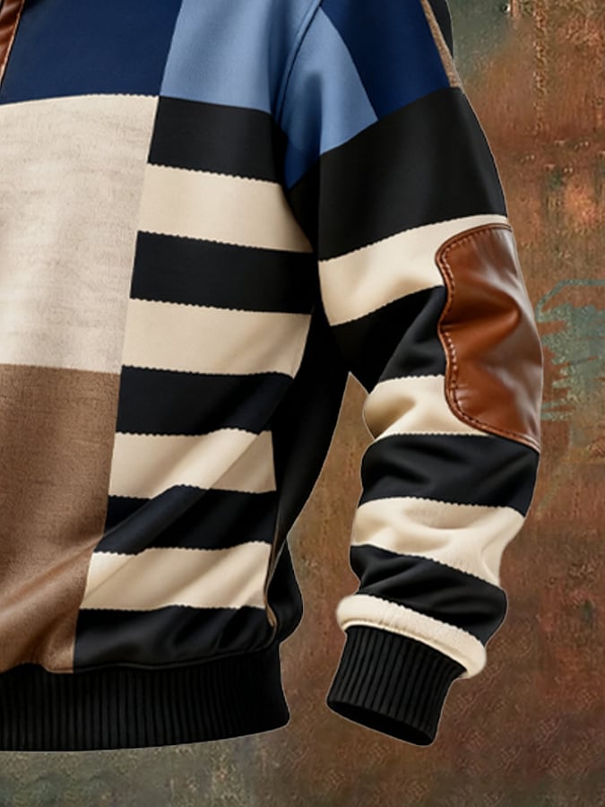 Stoinis - Casual Long Sleeve Color Block Print Sweatshirt