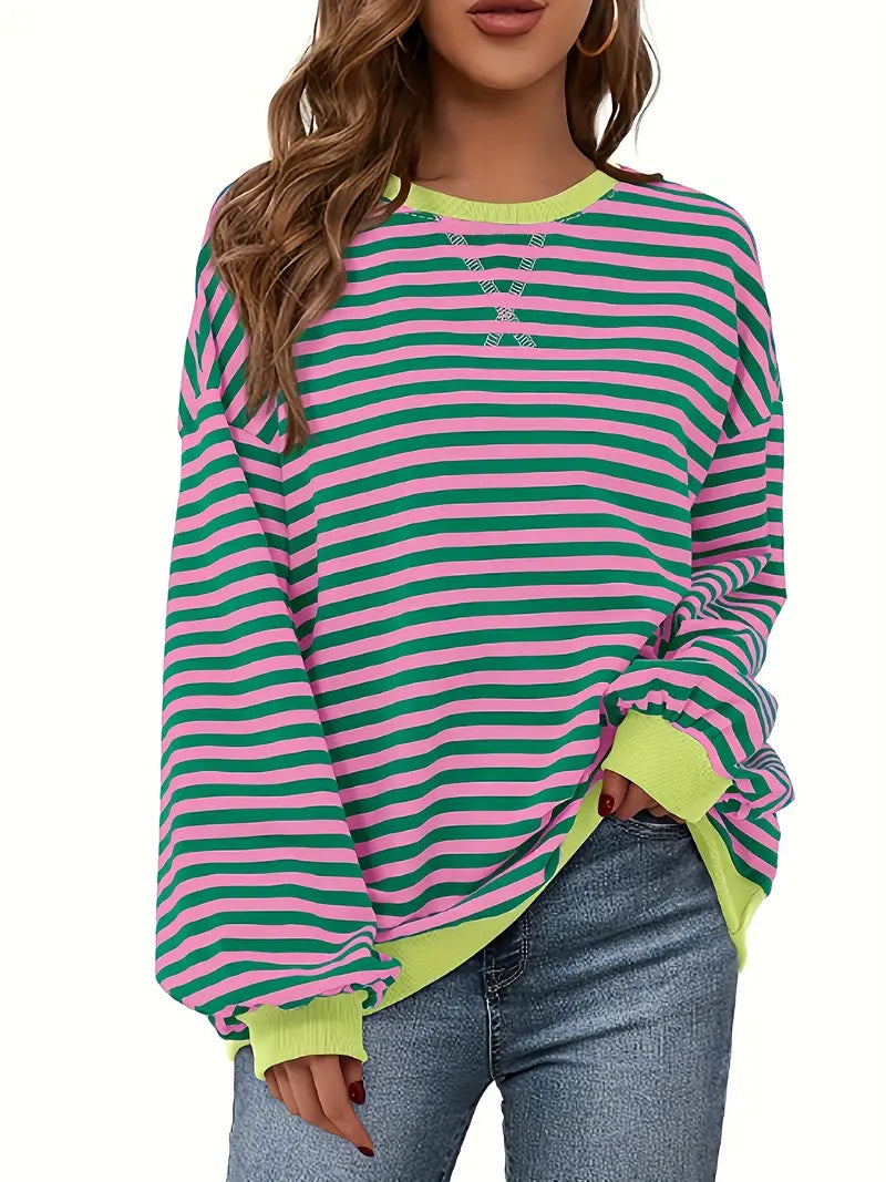 Nirina - Long Sleeve Striped Print Shirt