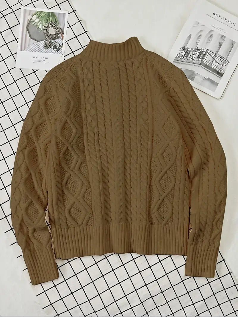 Rabada - Half-Zip Knitted Sweater With Stand-Up Collar