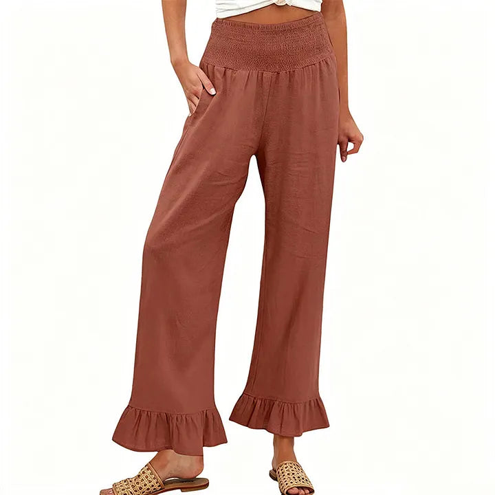 Moriom - Cotton Boho Ruffled Lounge Pant