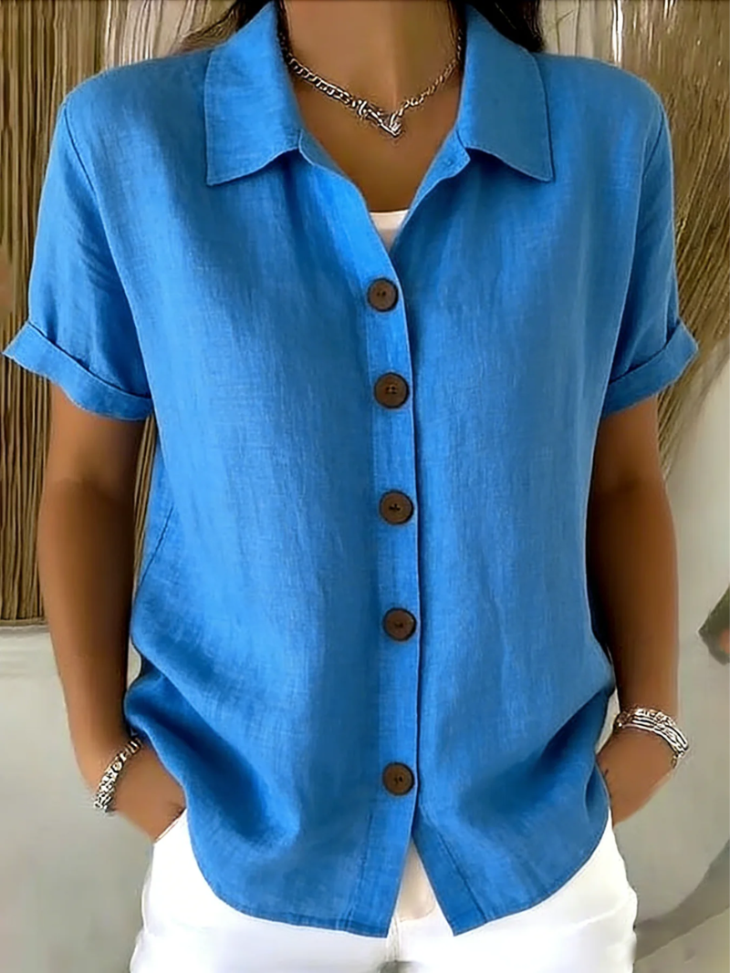 Sachini - Short Sleeve Blouse With Button